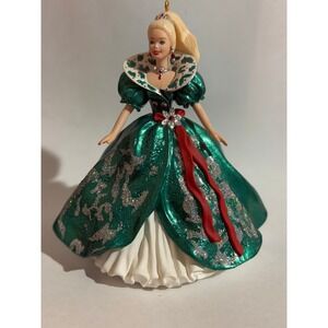 Hallmark Keepsake 1996 Holiday Barbie Ornament Green Gown Collector Series Box